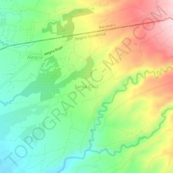Mappa topografica Santa Cruz, altitudine, rilievo