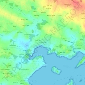 Mappa topografica Le Moustoir, altitudine, rilievo
