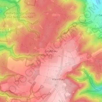 Mappa topografica Großhau, altitudine, rilievo