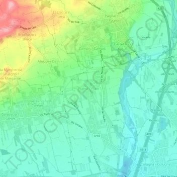 Mappa topografica Plaino, altitudine, rilievo