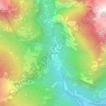 Mappa topografica Motta San Guglielmo, altitudine, rilievo
