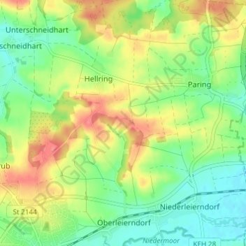 Mappa topografica Böhmhartsberg, altitudine, rilievo
