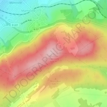 Mappa topografica Mont de Mamirolle, altitudine, rilievo