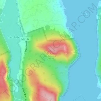 Mappa topografica Acadia Mountain, altitudine, rilievo