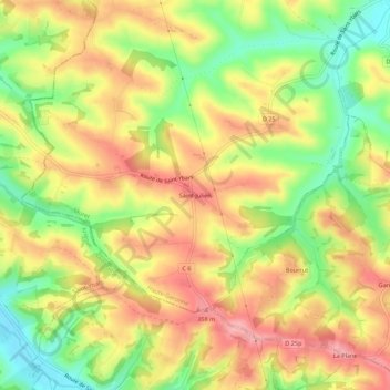 Mappa topografica Saint-Julien, altitudine, rilievo
