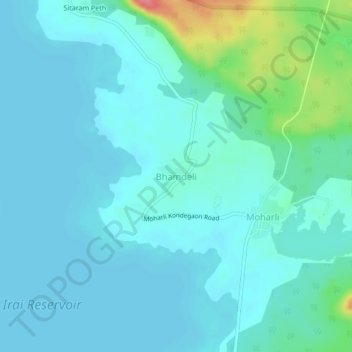 Mappa topografica Bhamdeli, altitudine, rilievo