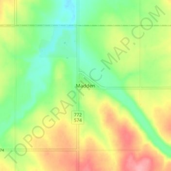 Mappa topografica Madden, altitudine, rilievo
