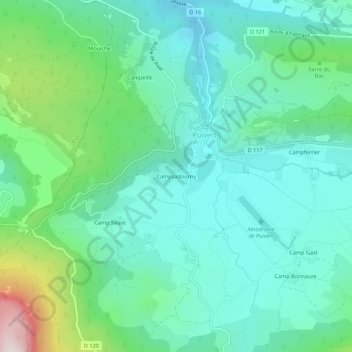 Mappa topografica Campsadourny, altitudine, rilievo