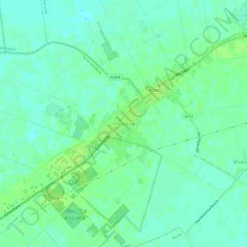 Mappa topografica Mirabello, altitudine, rilievo