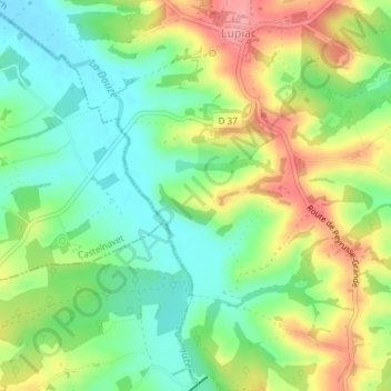 Mappa topografica Coucuron, altitudine, rilievo
