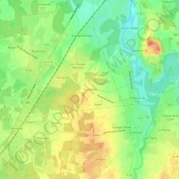 Mappa topografica Les Bioux, altitudine, rilievo