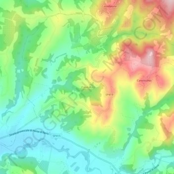 Mappa topografica Casalalta, altitudine, rilievo