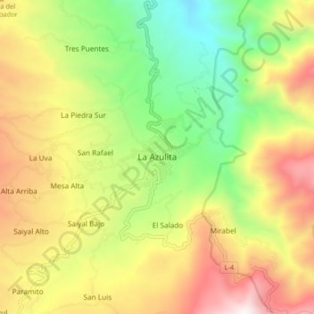 Mappa topografica La Azulita, altitudine, rilievo