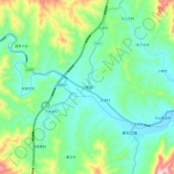 Mappa topografica 川里镇, altitudine, rilievo