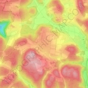 Mappa topografica Ohnastetten, altitudine, rilievo