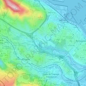 Mappa topografica Balparda, altitudine, rilievo