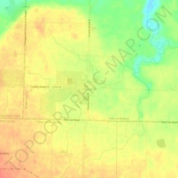 Mappa topografica Holland, altitudine, rilievo