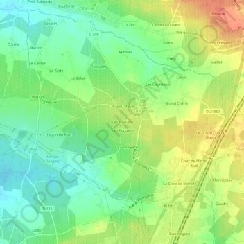 Mappa topografica Les Nauves, altitudine, rilievo