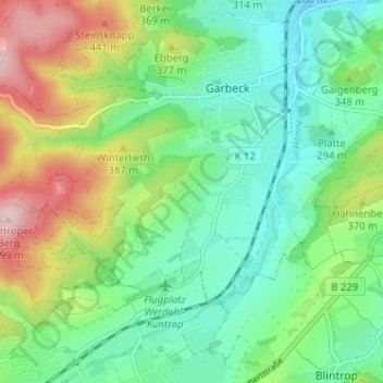 Mappa topografica Höveringhausen, altitudine, rilievo