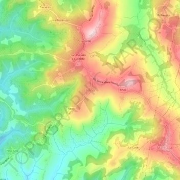 Mappa topografica Fiano, altitudine, rilievo