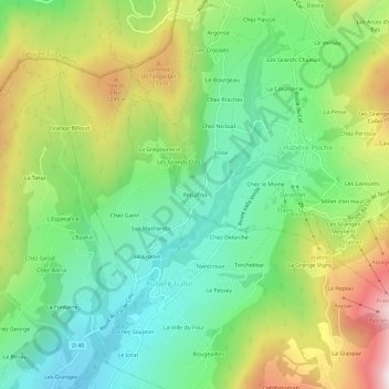 Mappa topografica Reculfou, altitudine, rilievo