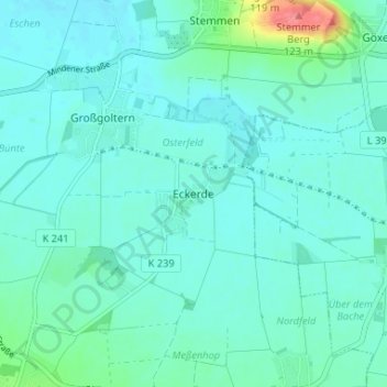 Mappa topografica Eckerde, altitudine, rilievo