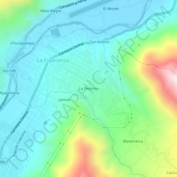 Mappa topografica La Pedrosa, altitudine, rilievo