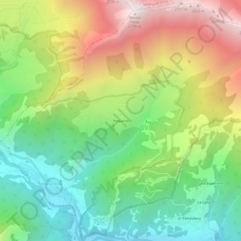 Mappa topografica Pequerel, altitudine, rilievo