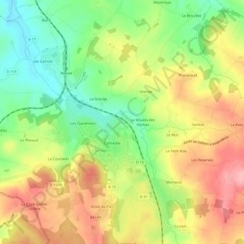 Mappa topografica Le Petit-Buisson, altitudine, rilievo