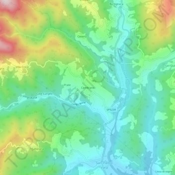 Mappa topografica Cembrano, altitudine, rilievo