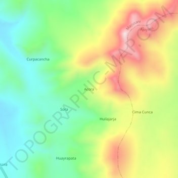 Mappa topografica Acora, altitudine, rilievo