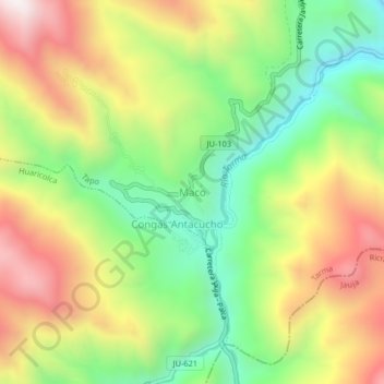 Mappa topografica Maco, altitudine, rilievo