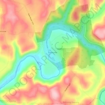 Mappa topografica Putneyville, altitudine, rilievo