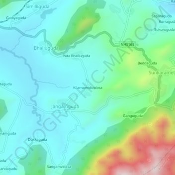 Mappa topografica Kilamamidivalasa, altitudine, rilievo