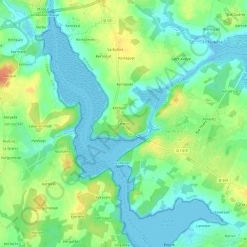 Mappa topografica Larmor, altitudine, rilievo