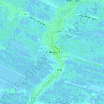 Mappa topografica Estebrügge, altitudine, rilievo