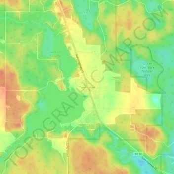 Mappa topografica Townsend, altitudine, rilievo