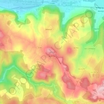 Mappa topografica Lestrade, altitudine, rilievo