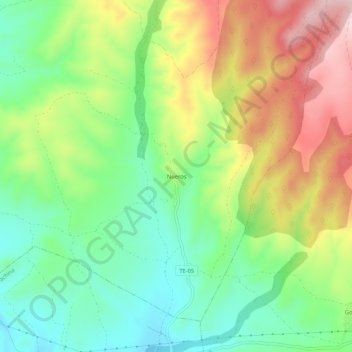 Mappa topografica Nueros, altitudine, rilievo
