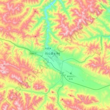 Mappa topografica 果洛州, altitudine, rilievo