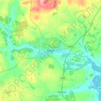 Mappa topografica Ellon, altitudine, rilievo