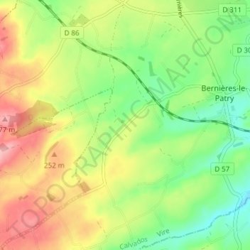 Mappa topografica Noron, altitudine, rilievo