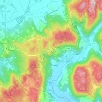 Mappa topografica Grancona, altitudine, rilievo