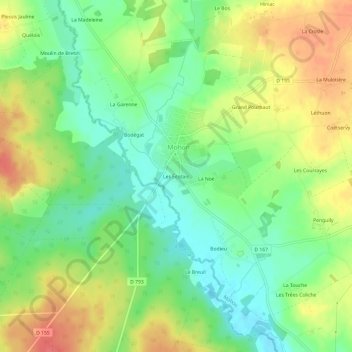 Mappa topografica Les Écotais, altitudine, rilievo
