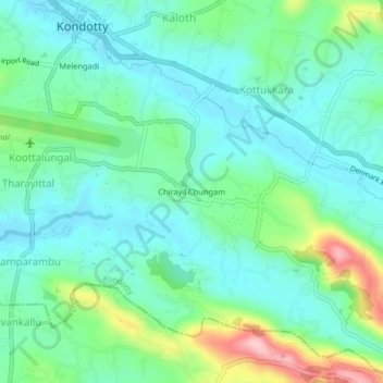 Mappa topografica Chirayil Chungam, altitudine, rilievo