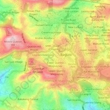 Mappa topografica Palma - Urbano, altitudine, rilievo