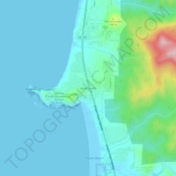 Mappa topografica Agate Beach, altitudine, rilievo