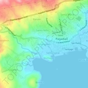 Mappa topografica Balangasan, altitudine, rilievo