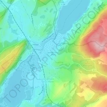 Mappa topografica Granges-Sainte-Marie, altitudine, rilievo