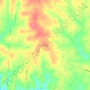 Mappa topografica Sheffield, altitudine, rilievo